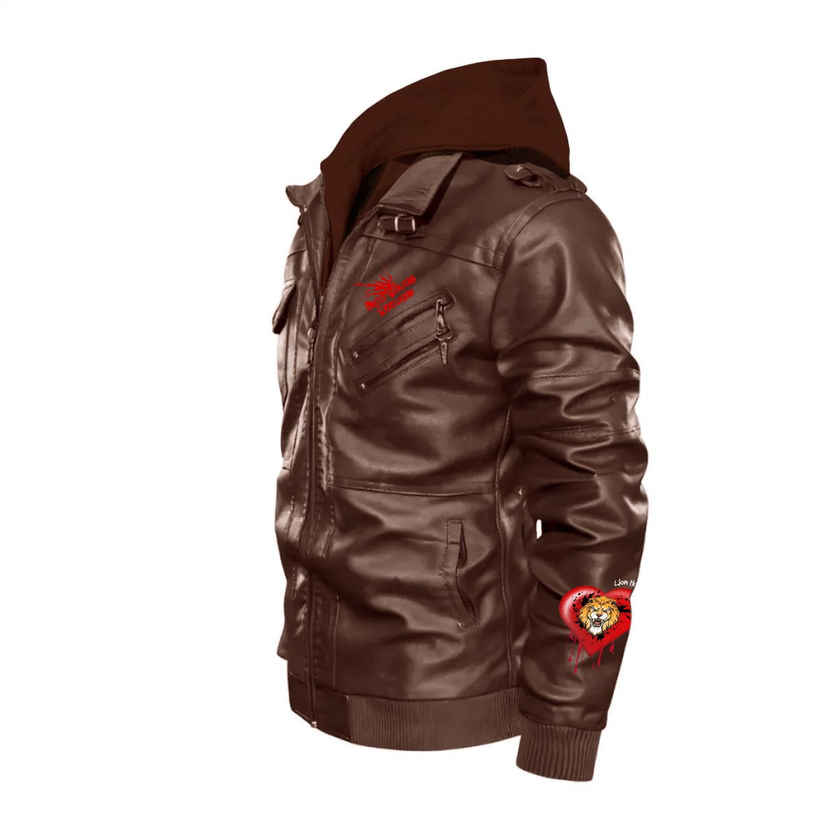 Lion Heart Hooded Moto Jacket