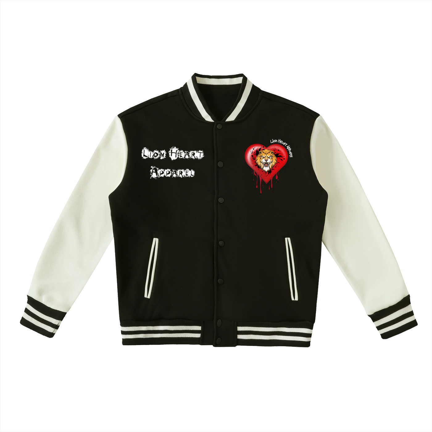 Black Lion Heart Two-Tone Fleeced Varsity Jacket