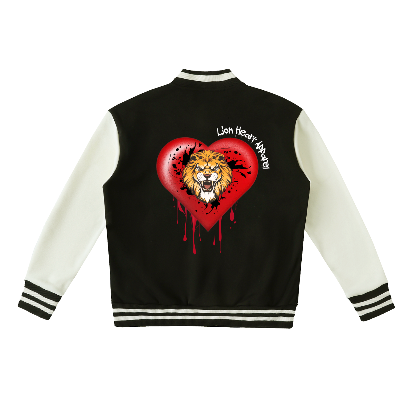 Black Lion Heart Two-Tone Fleeced Varsity Jacket