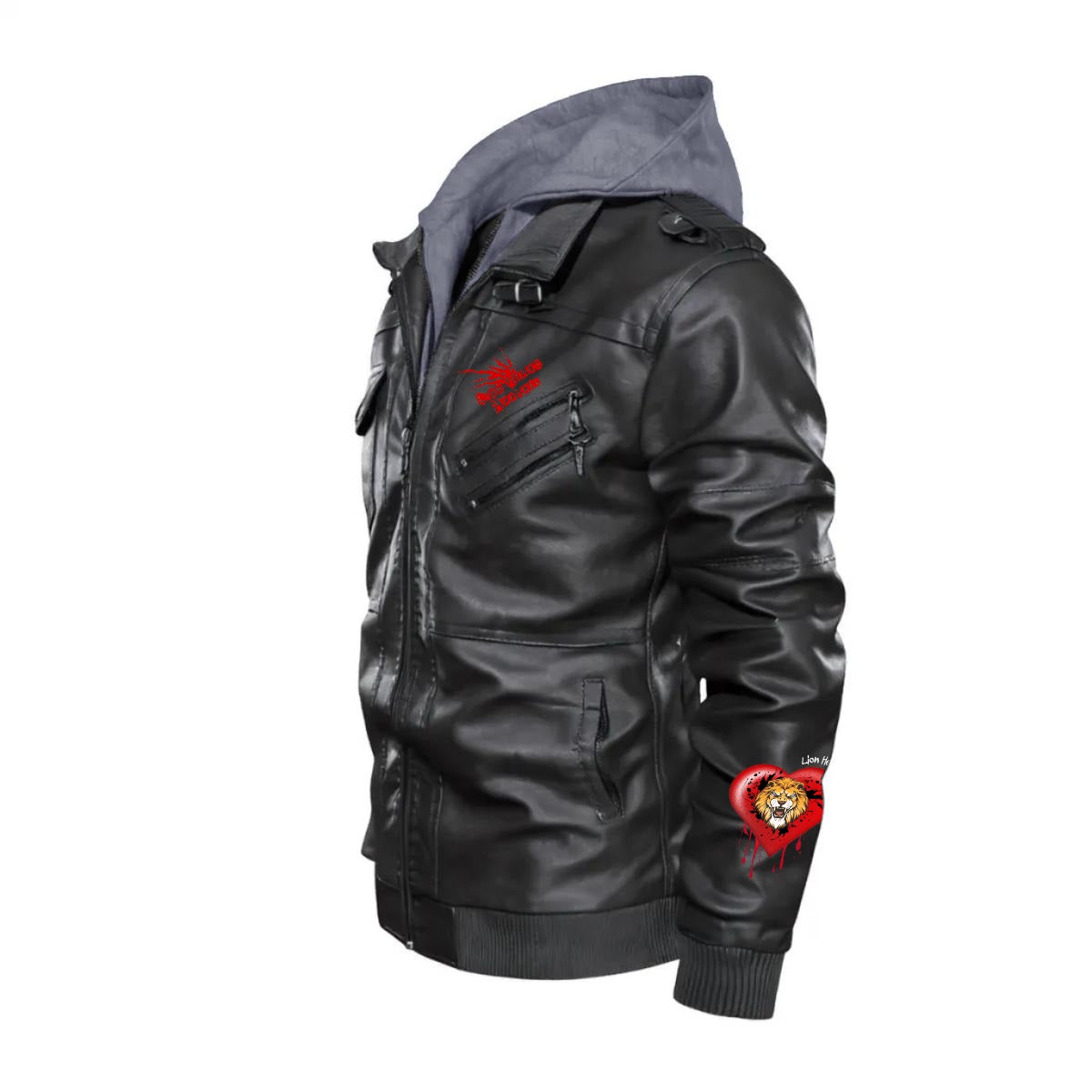 Lion Heart Hooded Moto Jacket